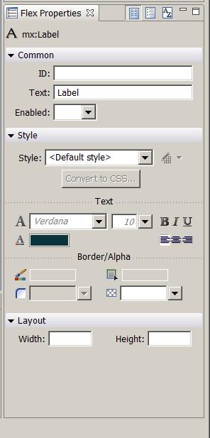 The Flex Properties tab exposed.