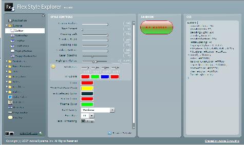 Reduced screen shot of Flex Style Explorer.